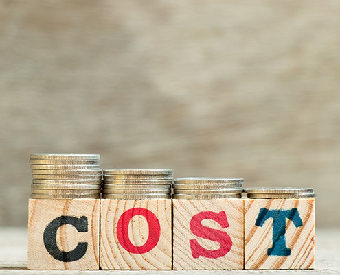 Cost written on wooden blocks