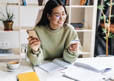 Woman using a credit card