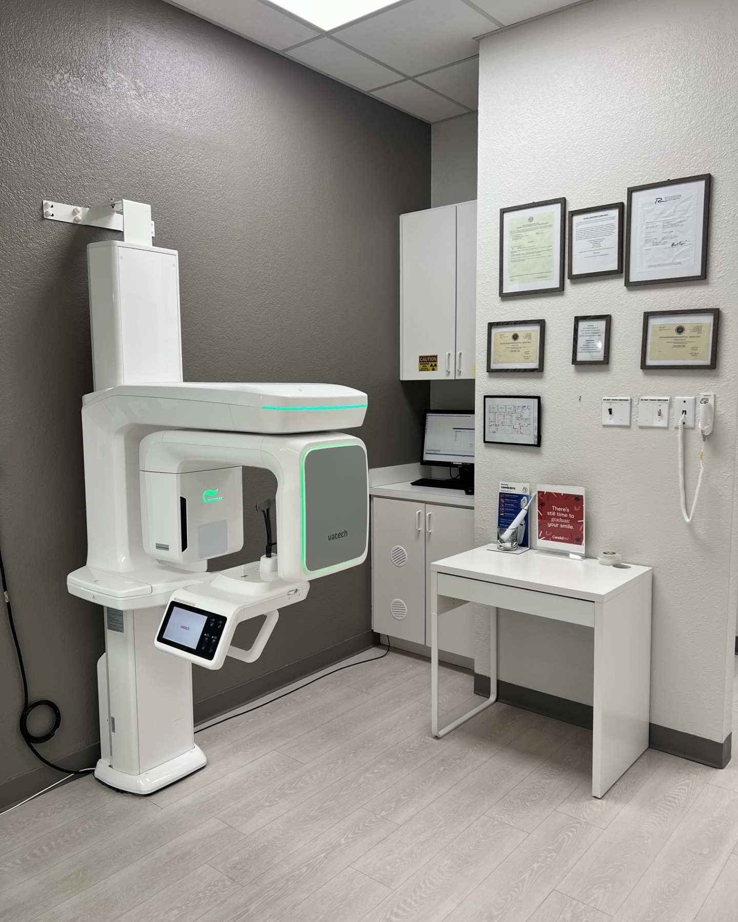 Sink and filing cabinets in dental office